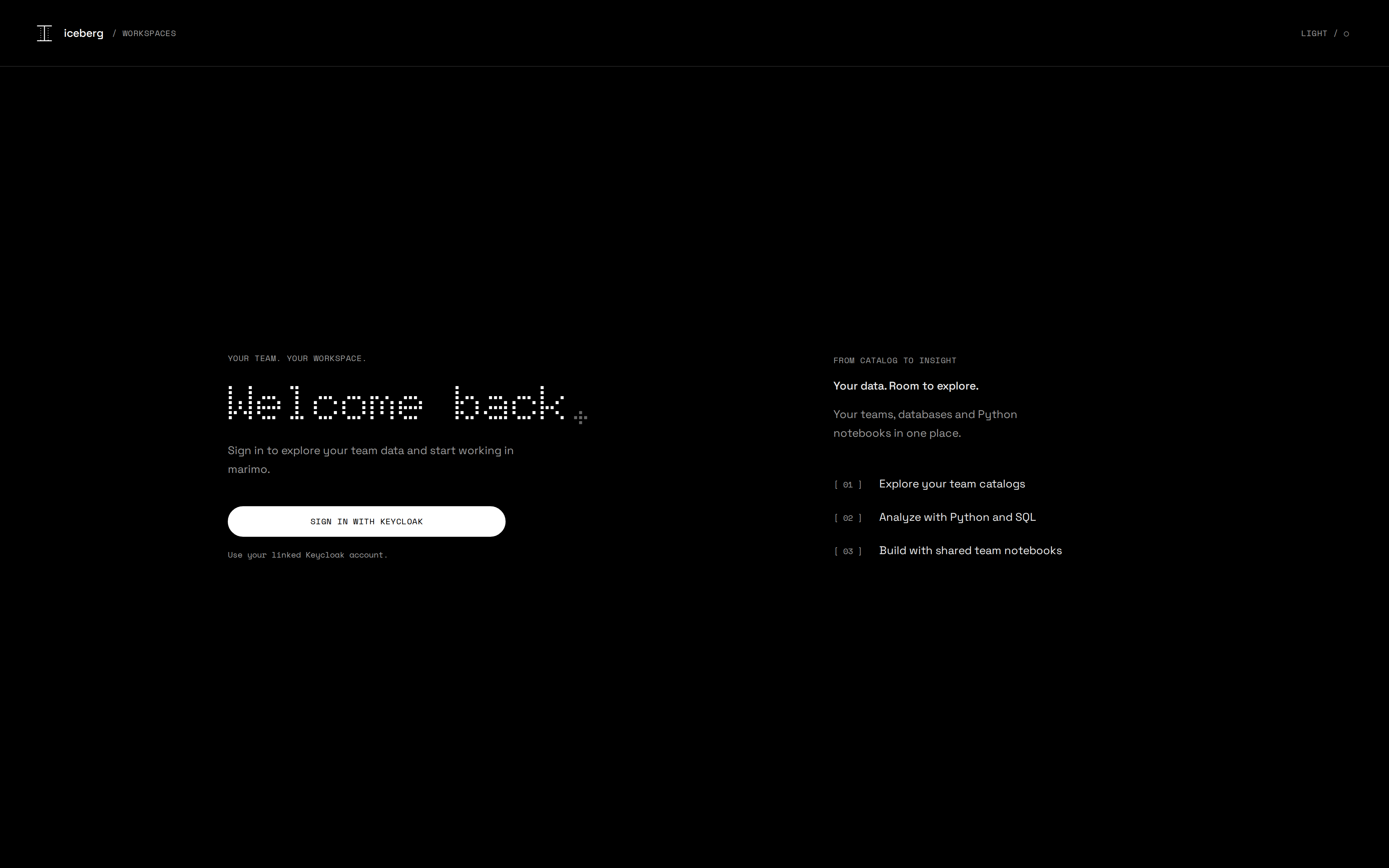 User portal welcome page
